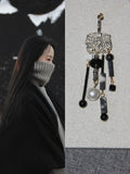 Chinoiserie Black & White Sweet Fairy Tassel Earrings,Lumivault.