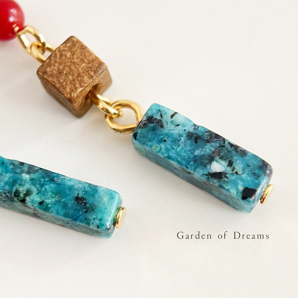 Chinoiserie Blue Ink Beaded Earrings,Lumivault.