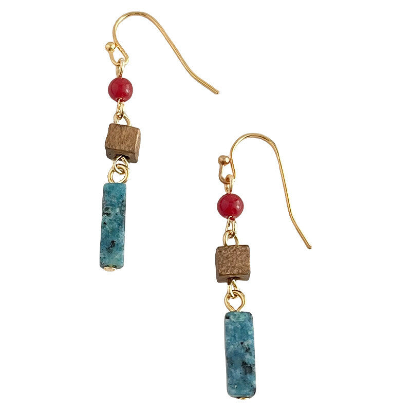Chinoiserie Blue Ink Beaded Earrings,Lumivault.