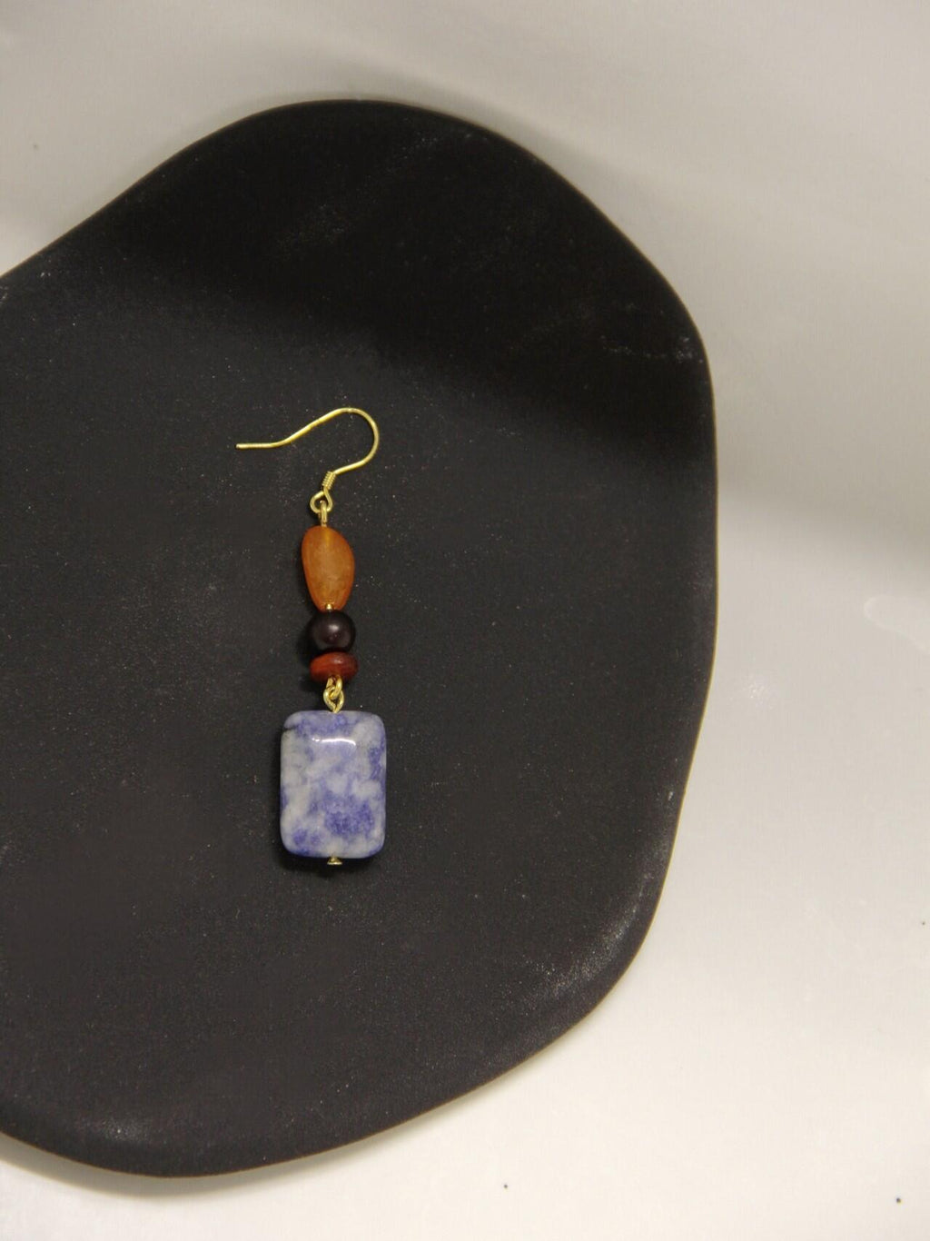 Chinoiserie Blue & White Porcelain Contrast Earrings,Lumivault.