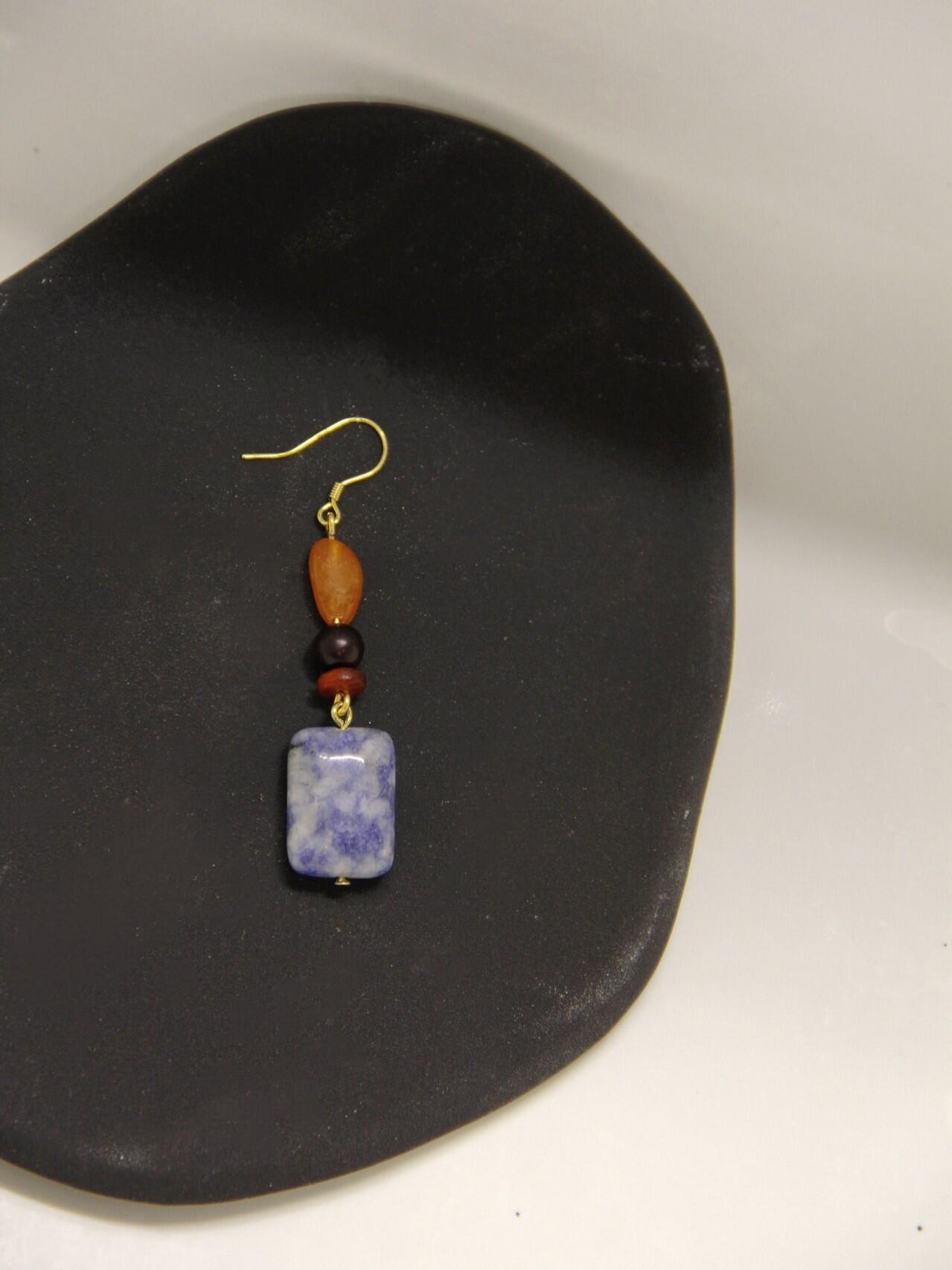 Chinoiserie Blue & White Porcelain Contrast Earrings,Lumivault.