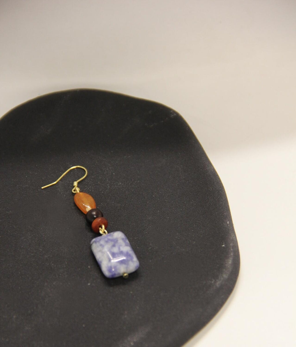 Chinoiserie Blue & White Porcelain Contrast Earrings,Lumivault.