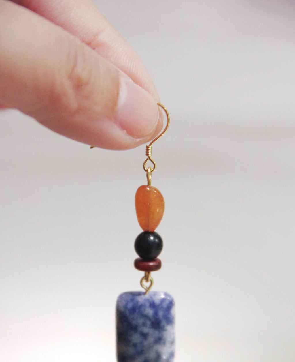 Chinoiserie Blue & White Porcelain Contrast Earrings,Lumivault.