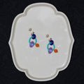 Chinoiserie Colorful Asymmetrical Hoop Earrings,Blue Purple,Lumivault.