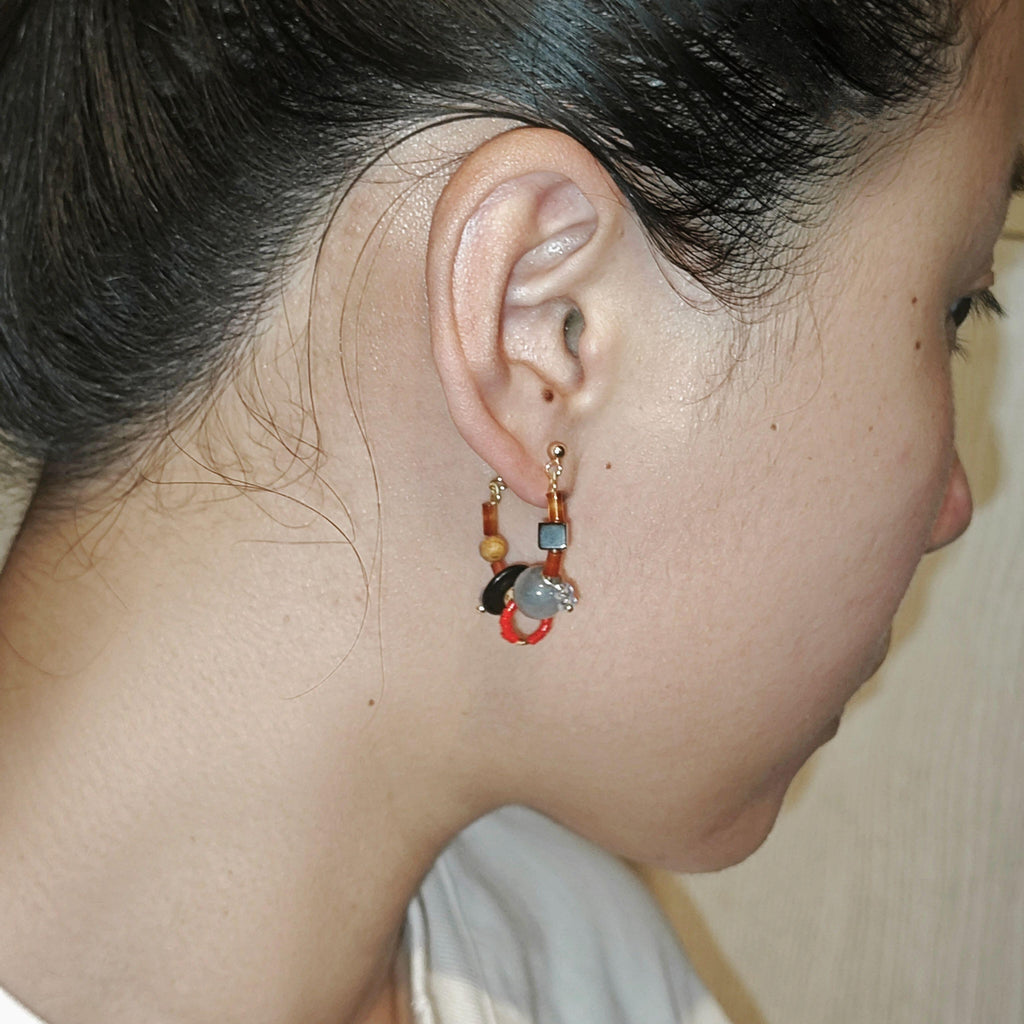 Chinoiserie Contrast Color Earrings,Lumivault.