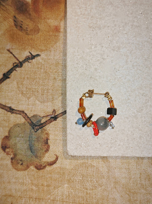 Chinoiserie Contrast Color Earrings,Lumivault.