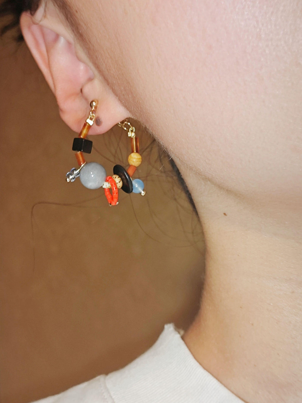 Chinoiserie Contrast Color Earrings,Lumivault.