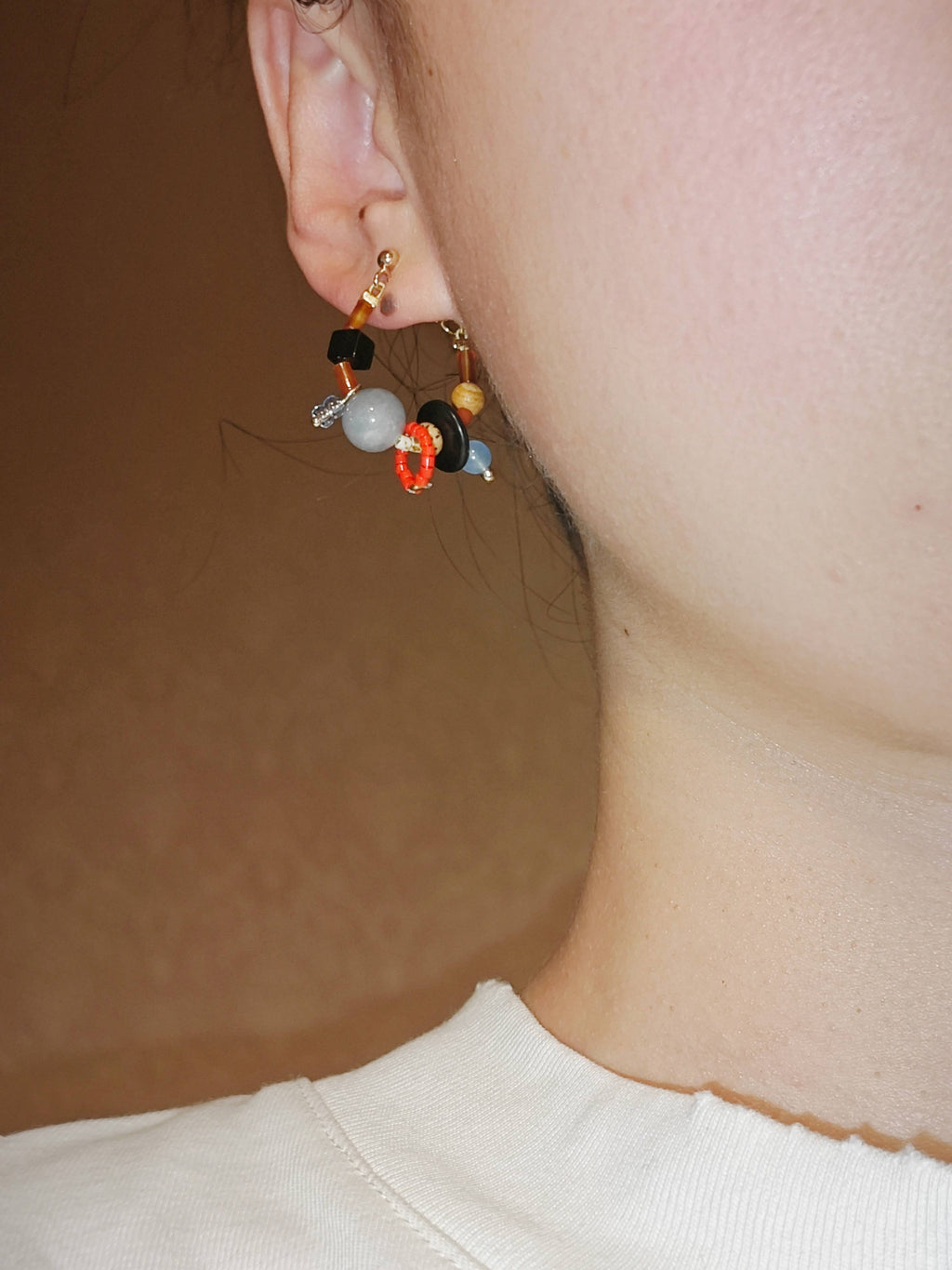 Chinoiserie Contrast Color Earrings,Lumivault.