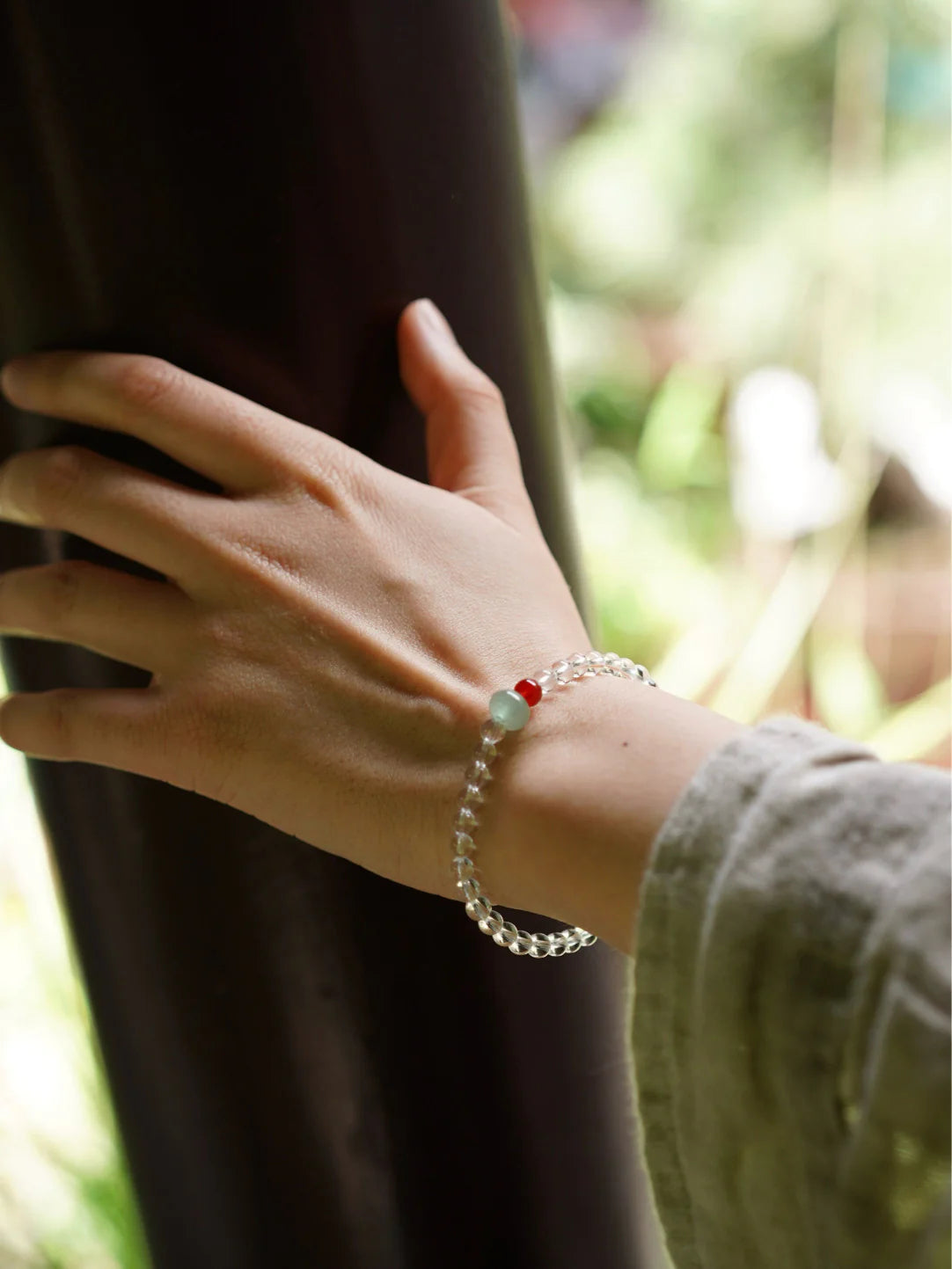 Chinoiserie Crystal Jade Beaded Bracelet,Lumivault.