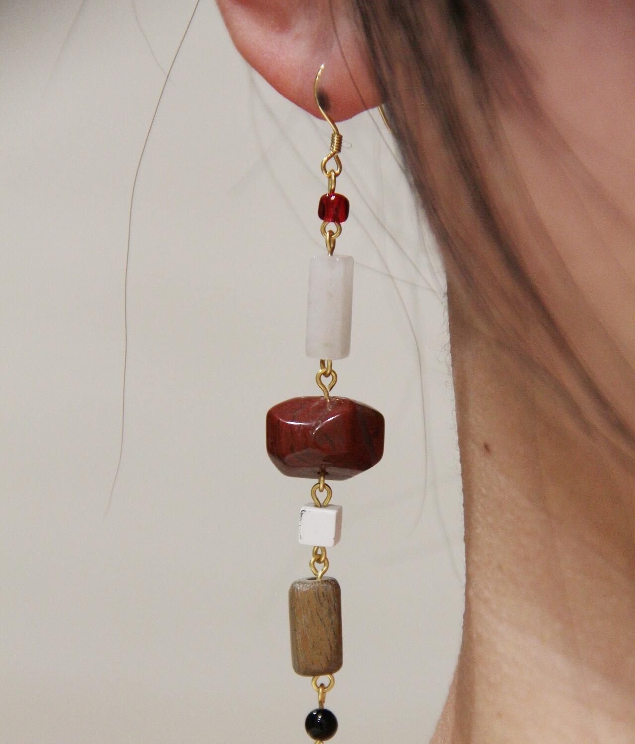 Chinoiserie Cultural Relics White & Red Long Earrings - Lumivault