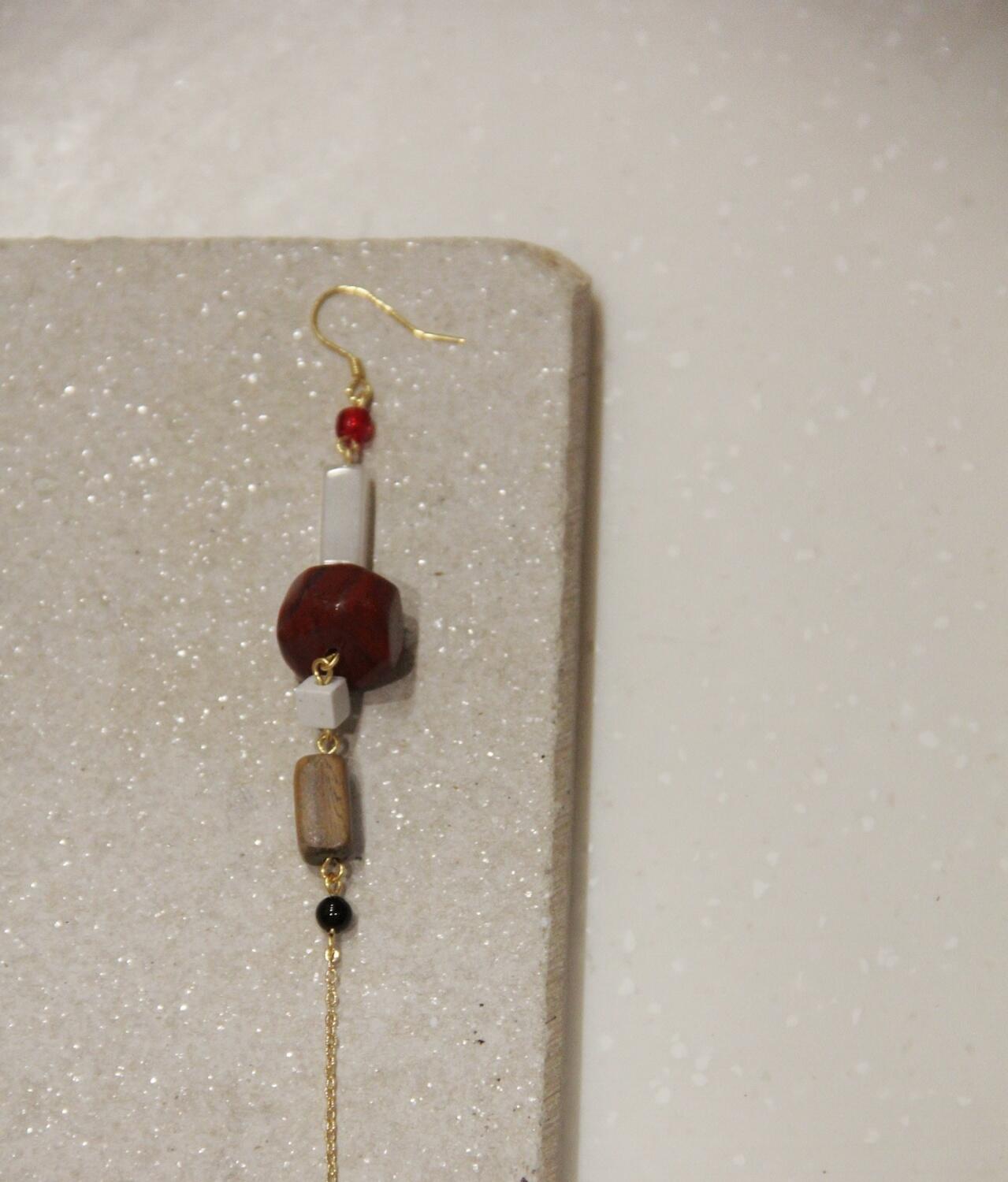 Chinoiserie Cultural Relics White & Red Long Earrings - Lumivault