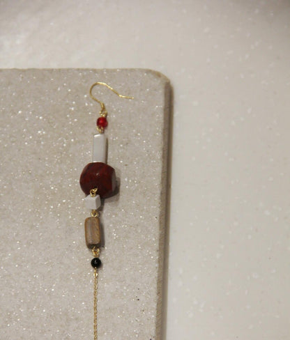 Chinoiserie Cultural Relics White & Red Long Earrings - Lumivault