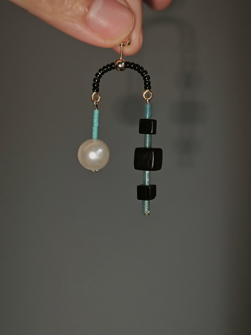Chinoiserie Ebony Black Onyx Blue Natural Stone Earrings,Lumivault.
