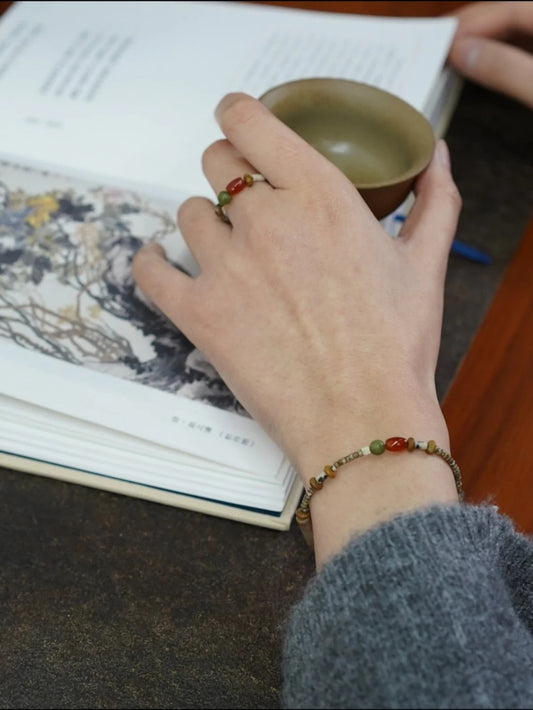 Chinoiserie Exotic Agate Beaded Bracelet - Lumivault