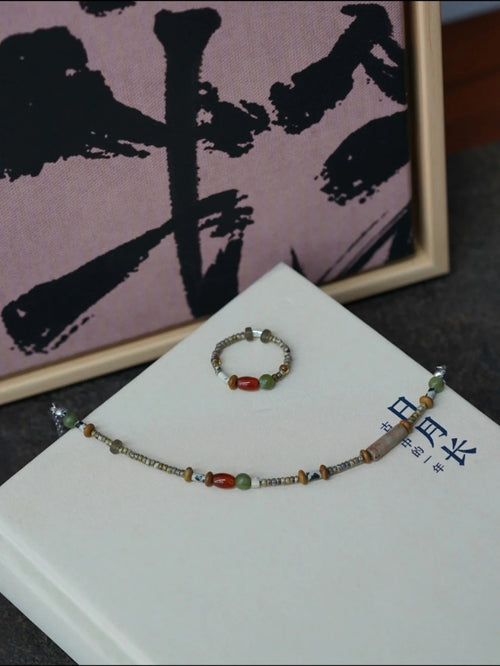 Chinoiserie Exotic Agate Beaded Bracelet,Lumivault.