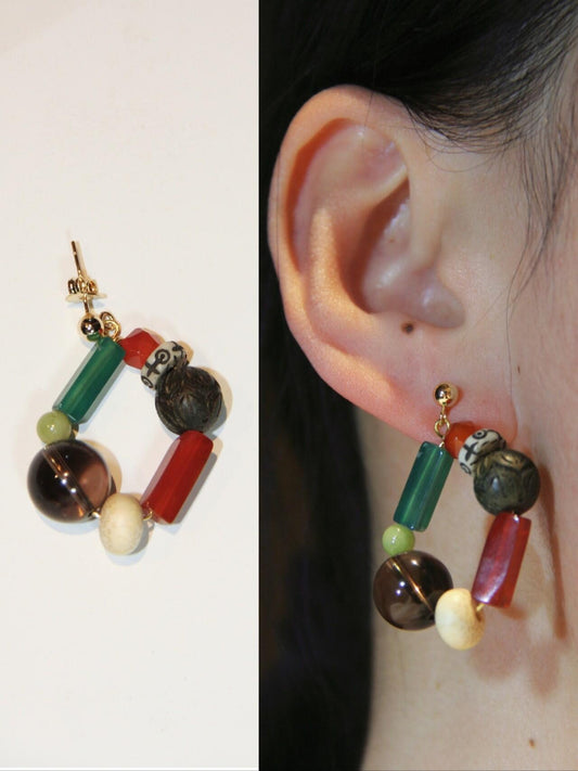 Chinoiserie Festive Geometric Earrings - Lumivault