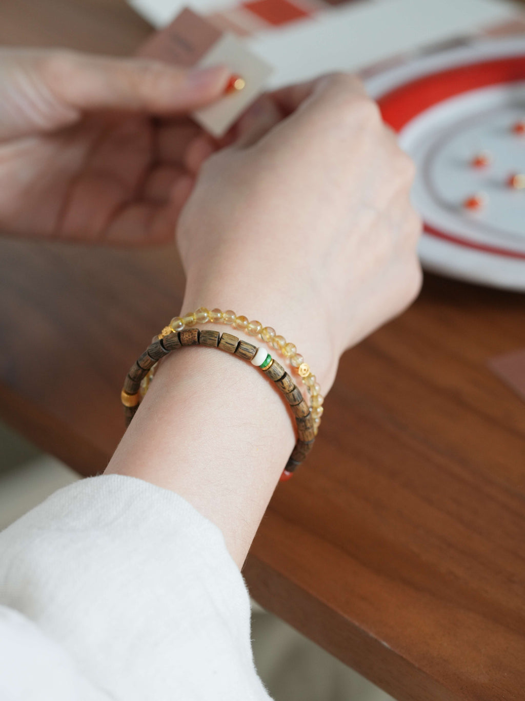 Chinoiserie Golden Rutilated Quartz Bracelet,Lumivault.