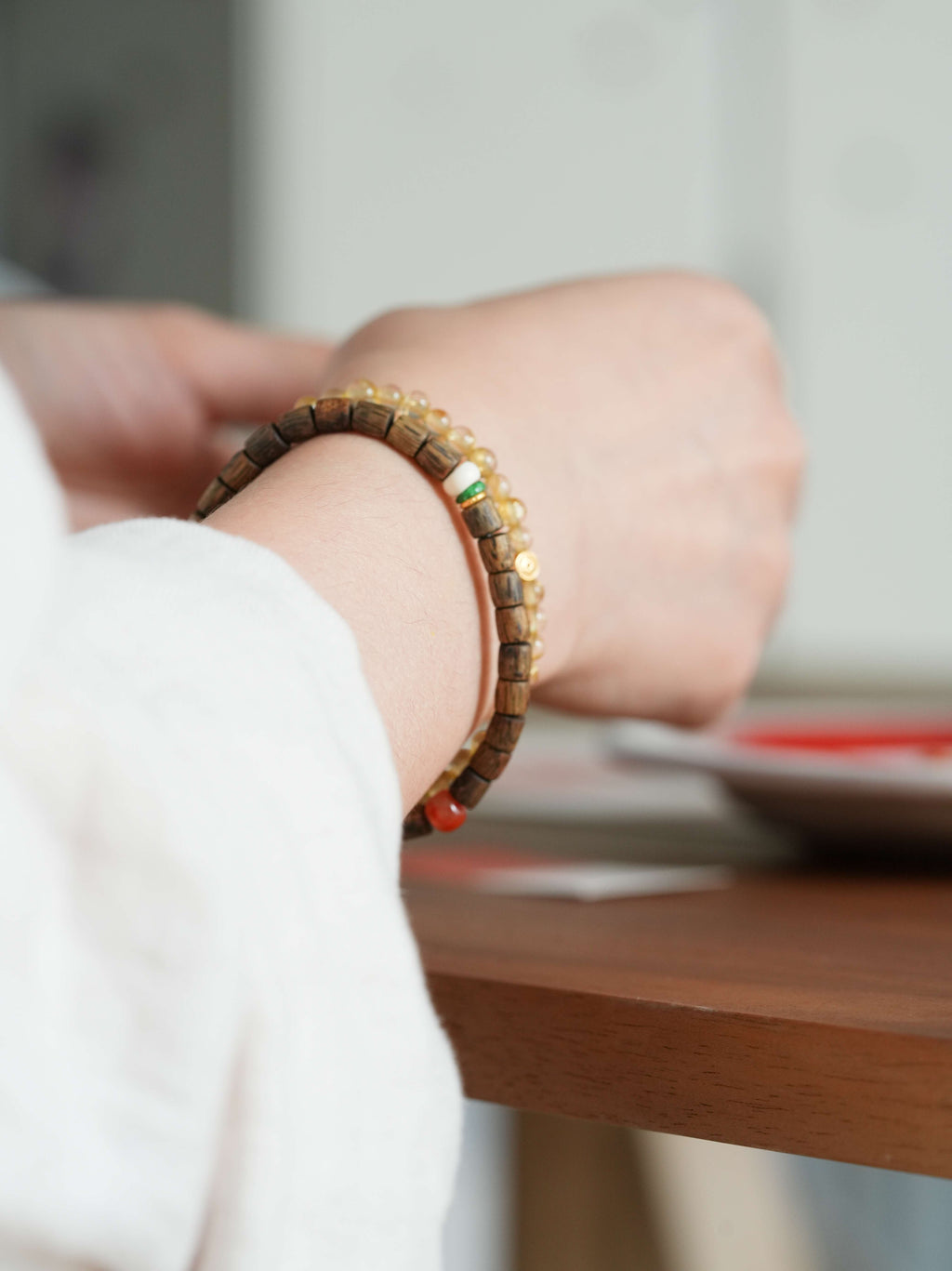 Chinoiserie Golden Rutilated Quartz Bracelet,Lumivault.