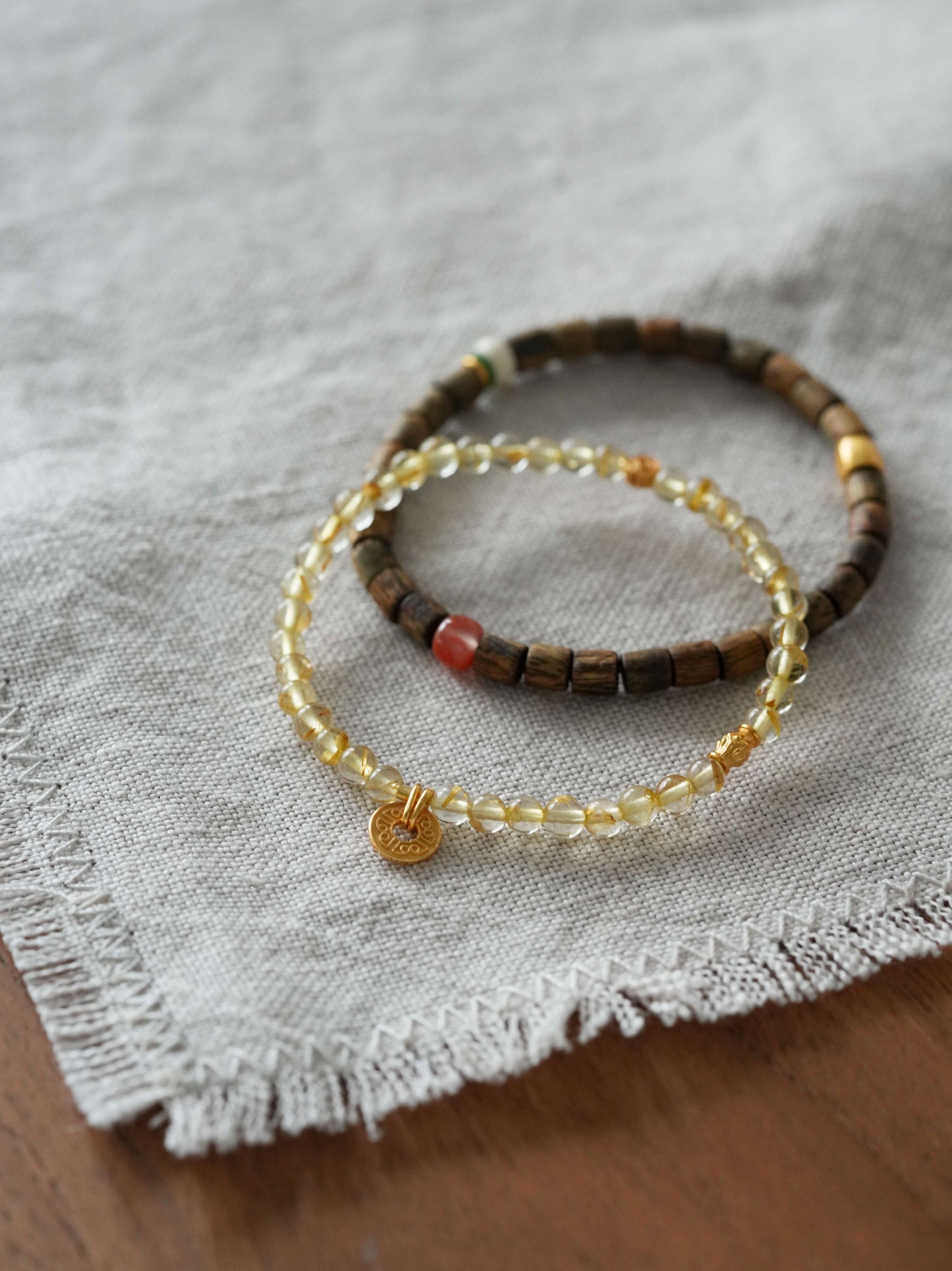 Chinoiserie Golden Rutilated Quartz Bracelet - Lumivault