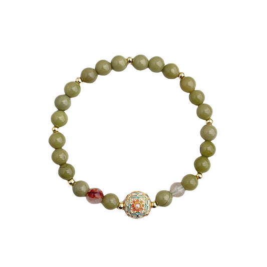 Chinoiserie Green Grapes Beaded Bracelet - Lumivault