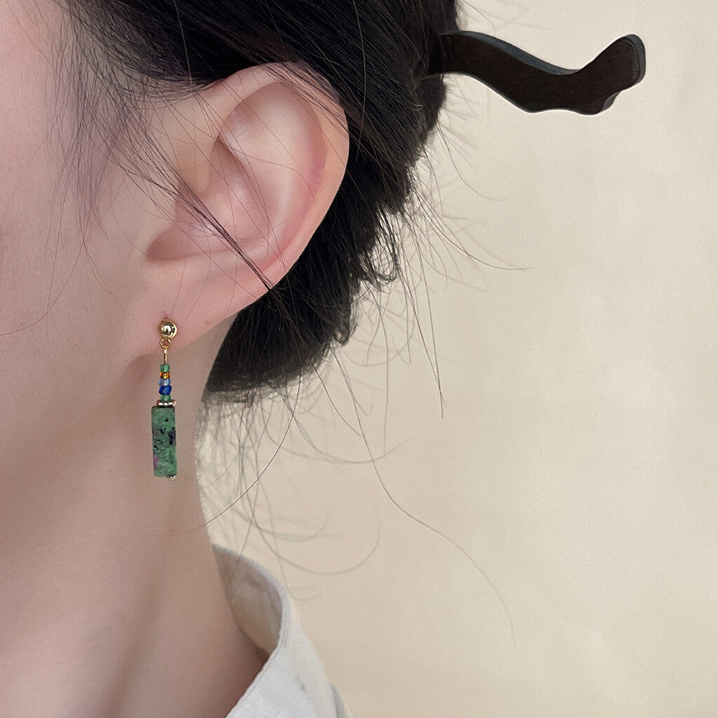 Chinoiserie Green Hanfu Earrings - Lumivault