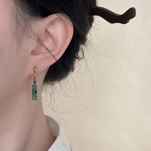 Chinoiserie Green Hanfu Earrings,Lumivault.
