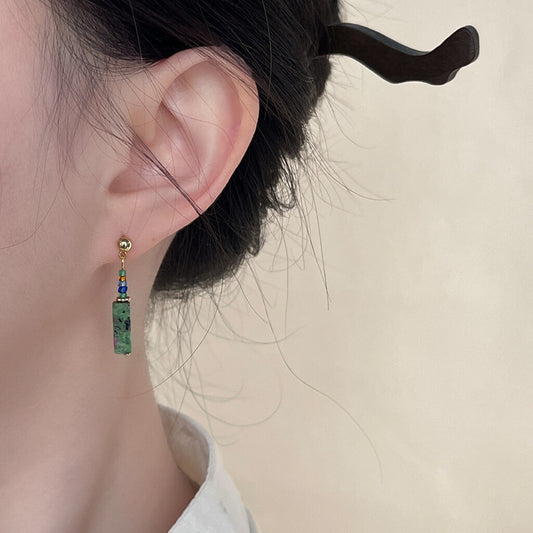 Chinoiserie Green Hanfu Earrings - Lumivault