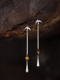 Chinoiserie Swallow Lacquer Bead Long Earrings,Lumivault.
