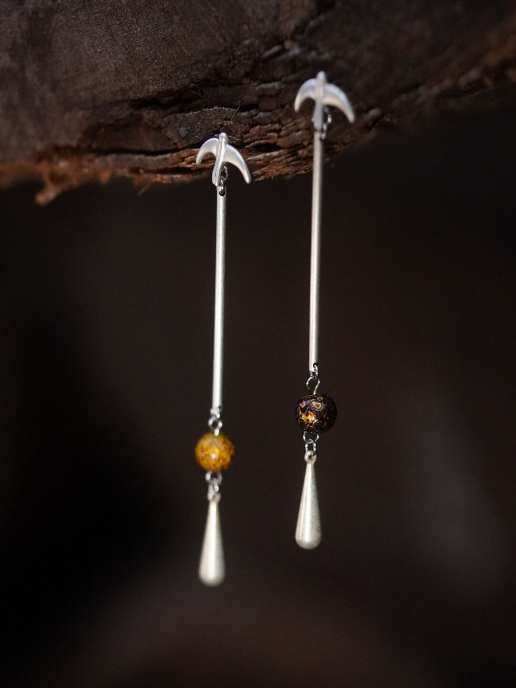 Chinoiserie Swallow Lacquer Bead Long Earrings,Lumivault.