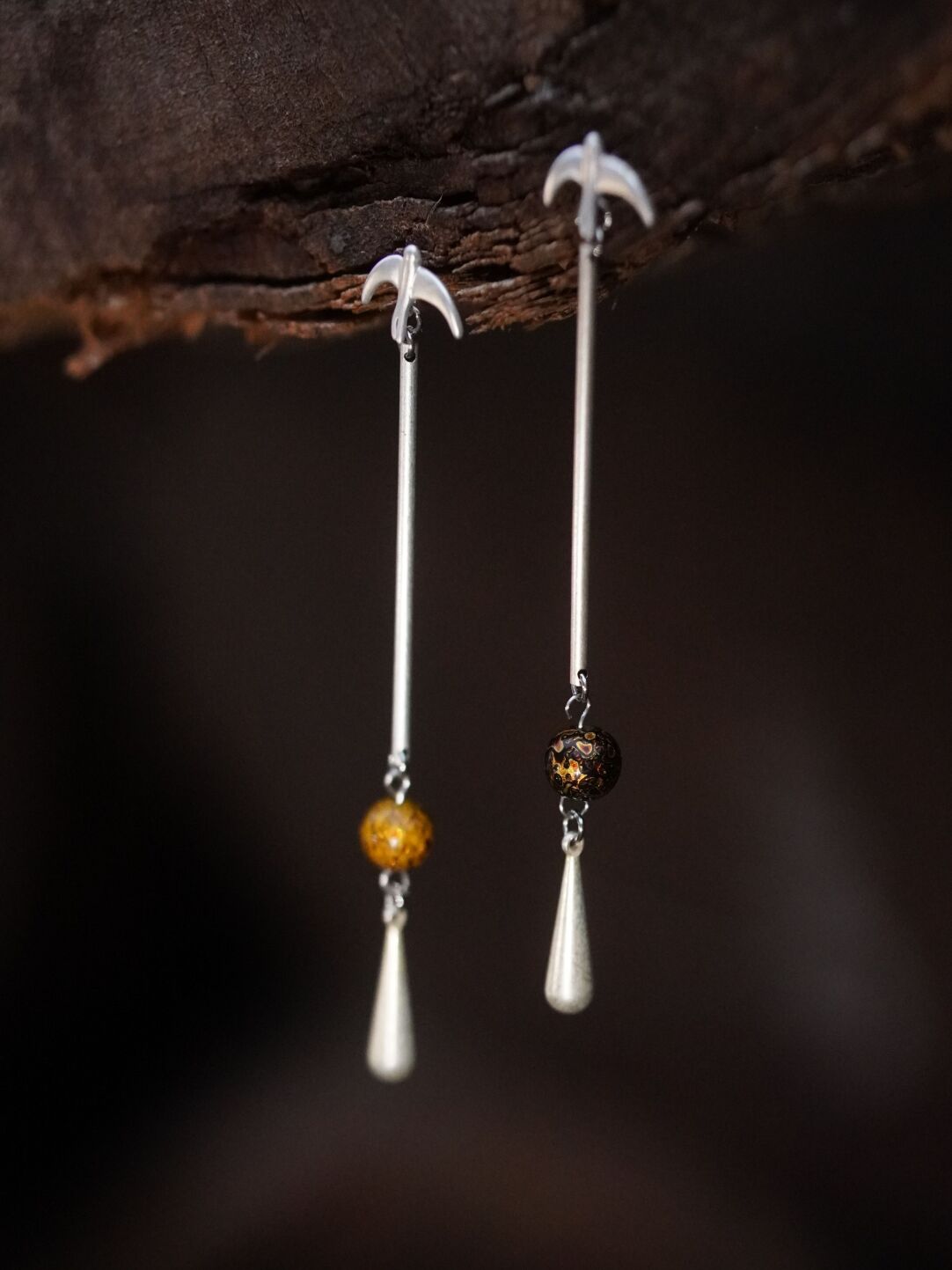 Chinoiserie Swallow Lacquer Bead Long Earrings,Lumivault.