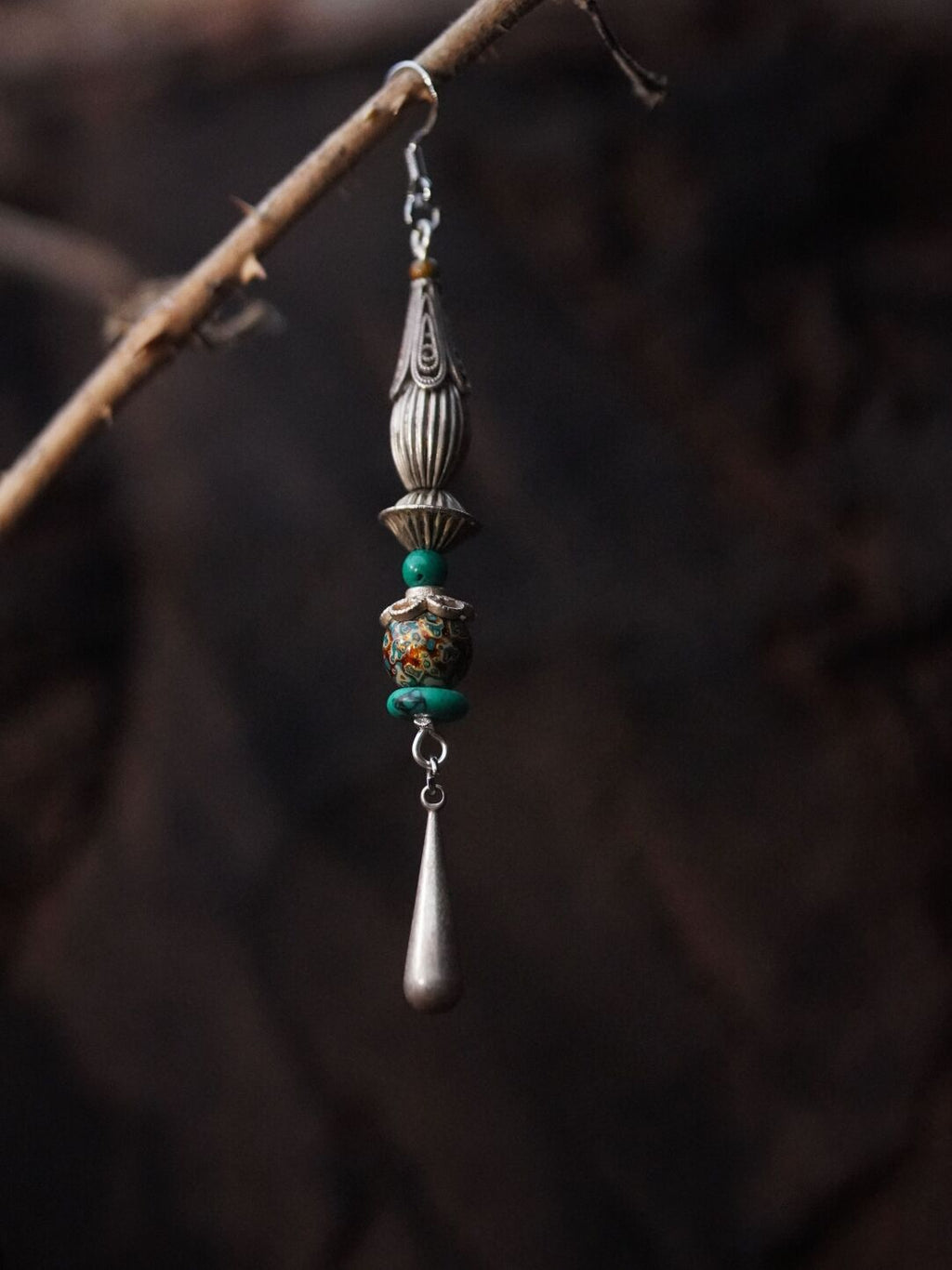 Chinoiserie Lacquer Moon Long Earrings,Lumivault.