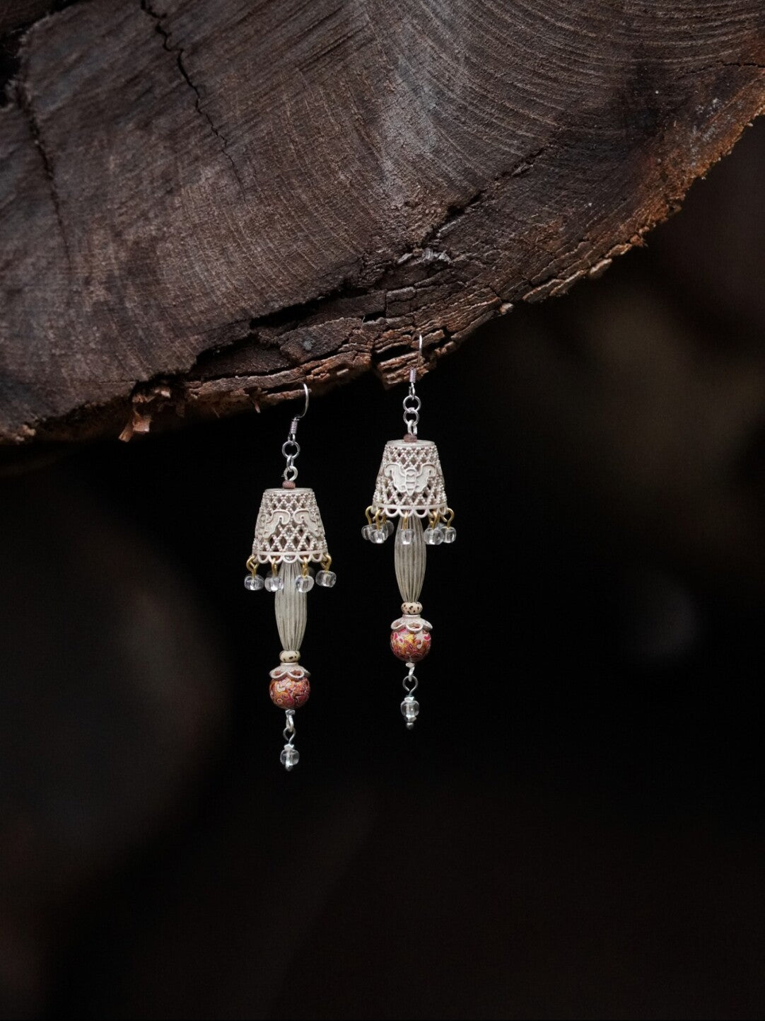 Chinoiserie Lampshade Lacquer Earrings,Lumivault.