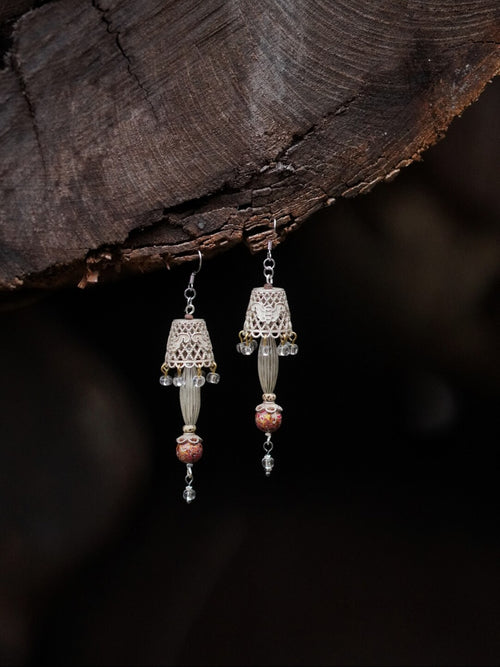 Chinoiserie Lampshade Lacquer Earrings,Lumivault.