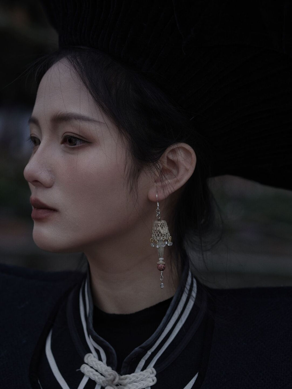 Chinoiserie Lampshade Lacquer Earrings,Lumivault.