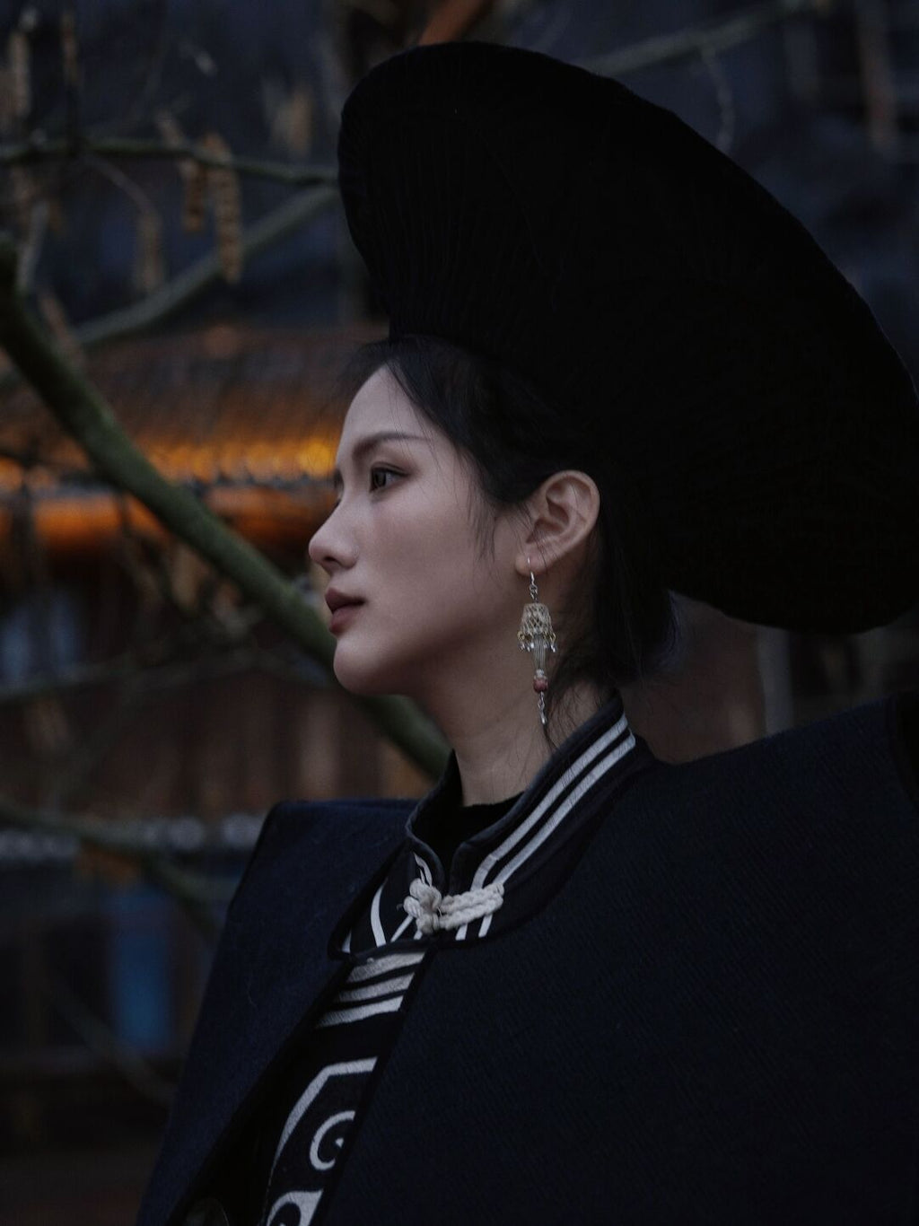 Chinoiserie Lampshade Lacquer Earrings,Lumivault.