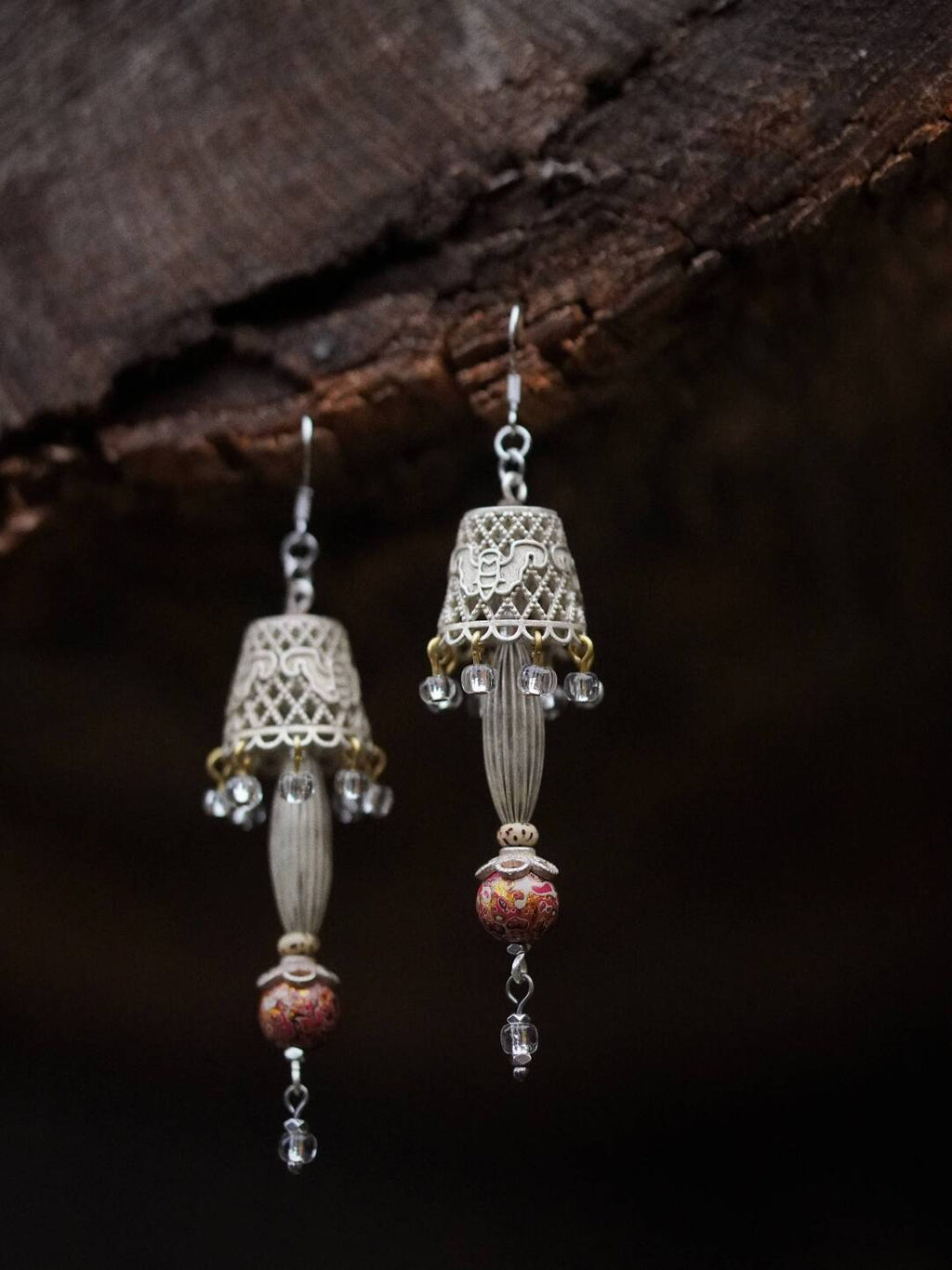 Chinoiserie Lampshade Lacquer Earrings,Lumivault.