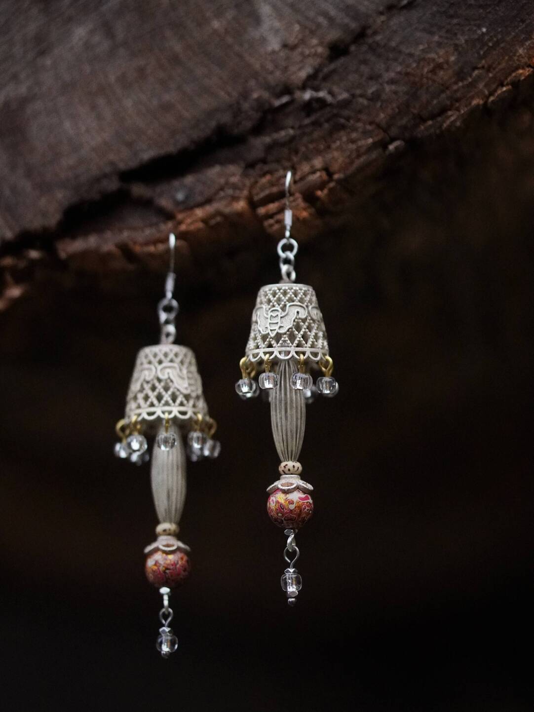 Chinoiserie Lampshade Lacquer Earrings,Lumivault.
