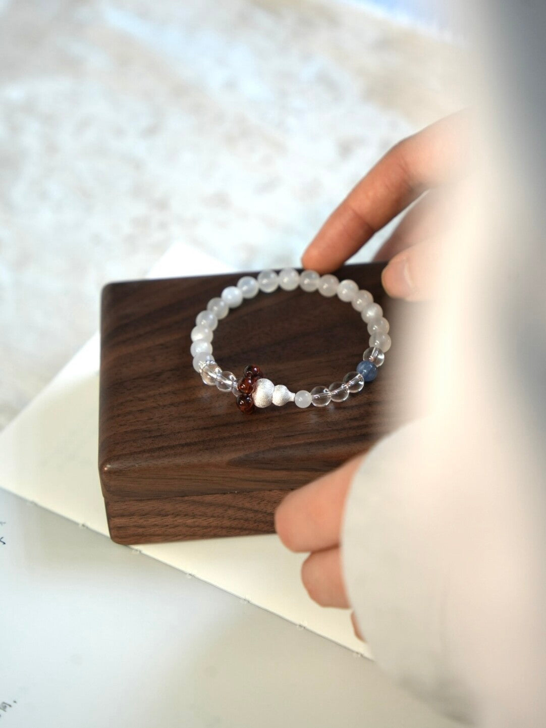 Chinoiserie Moonlight Beaded Bracelet,Lumivault.