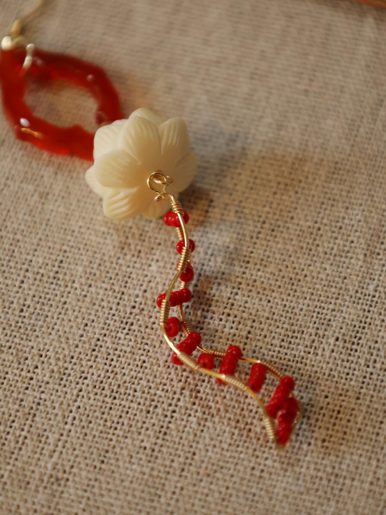 Chinoiserie Nezha Lotus Earrings,Lumivault.