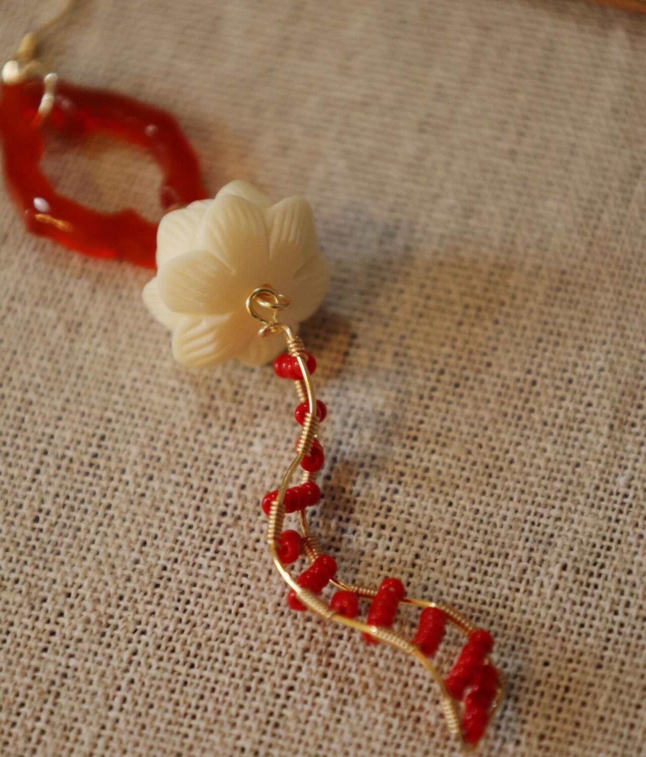 Chinoiserie Nezha Lotus Earrings,Lumivault.