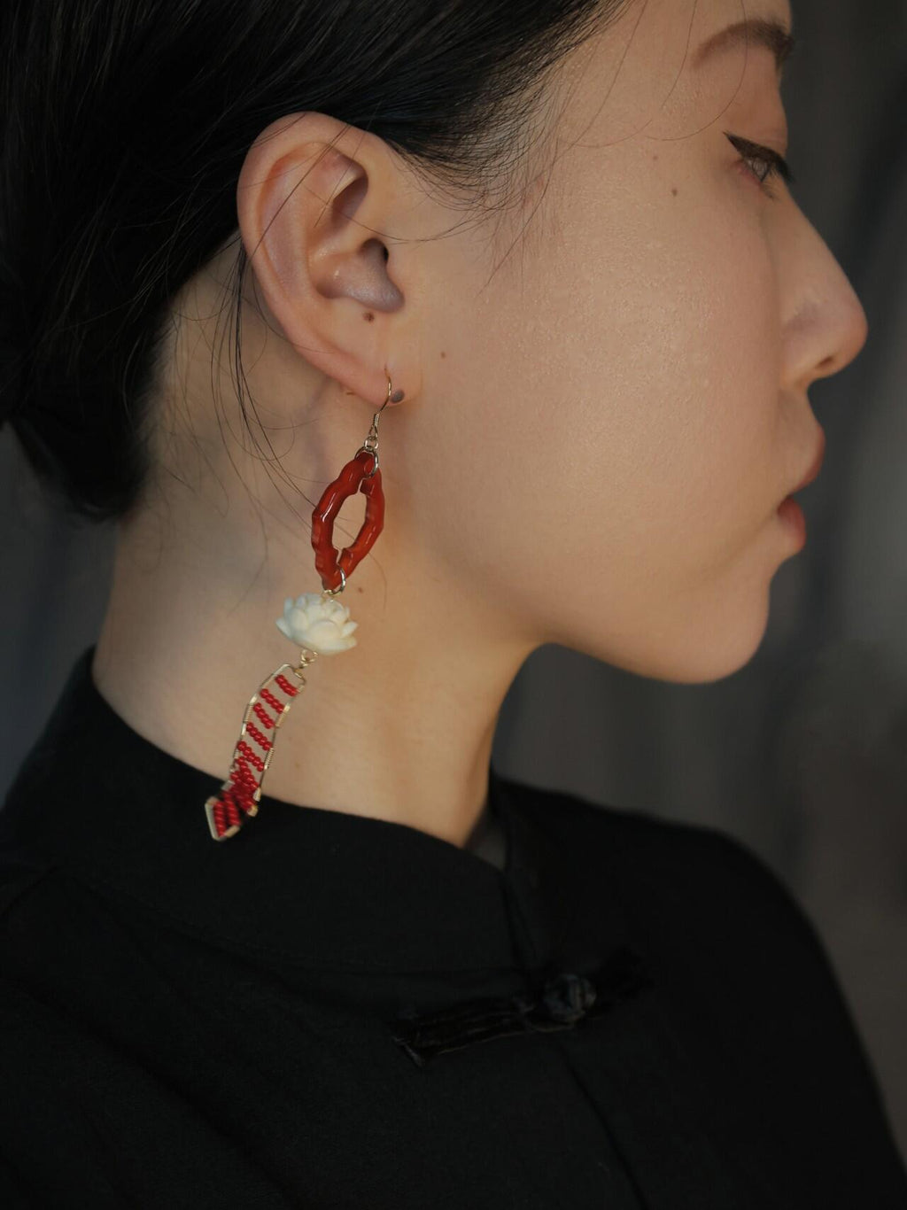 Chinoiserie Nezha Lotus Earrings,Lumivault.