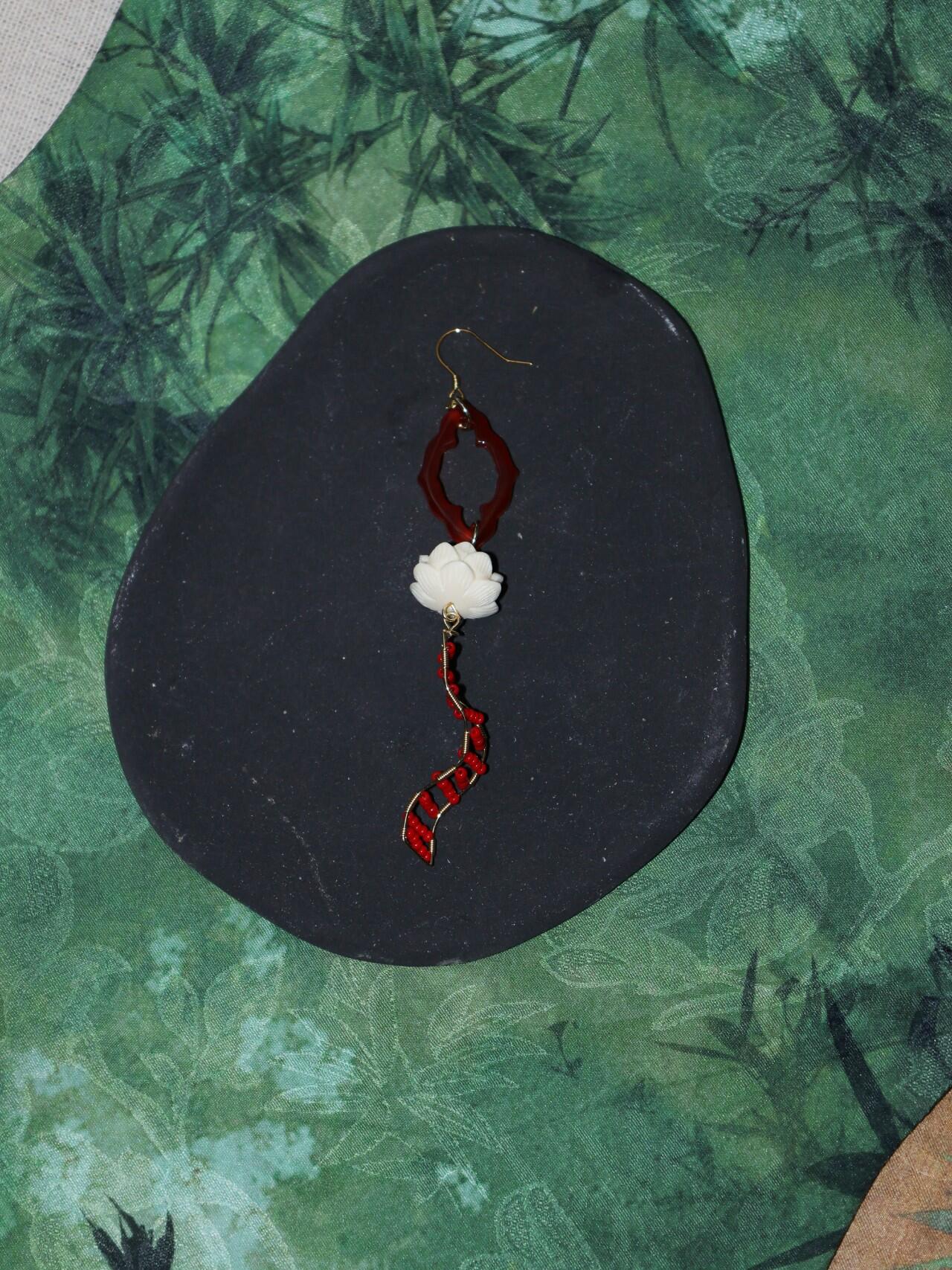 Chinoiserie Nezha Lotus Earrings,Lumivault.