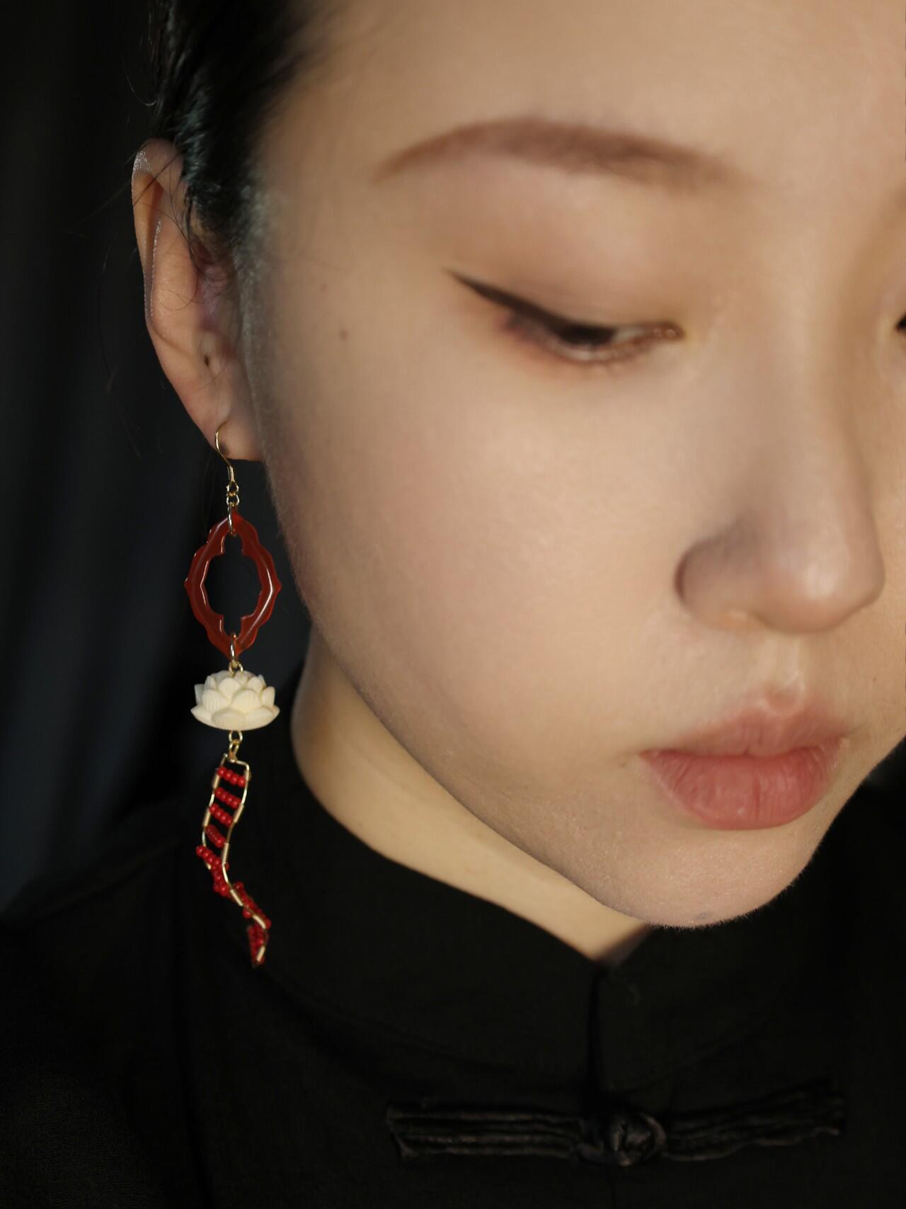 Chinoiserie Nezha Lotus Earrings - Lumivault
