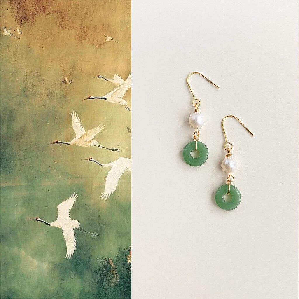 Chinoiserie Peace Buckle Pearl Earrings,Lumivault.