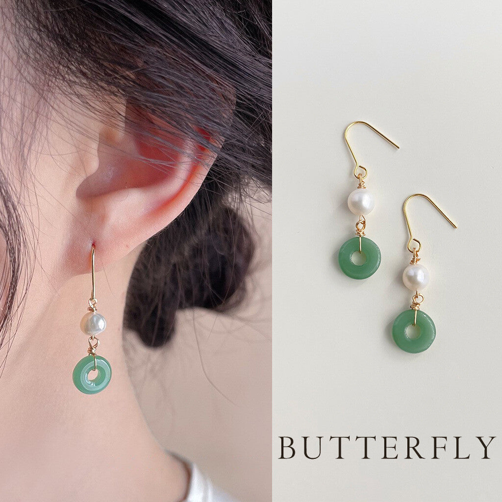 Chinoiserie Peace Buckle Pearl Earrings,Lumivault.
