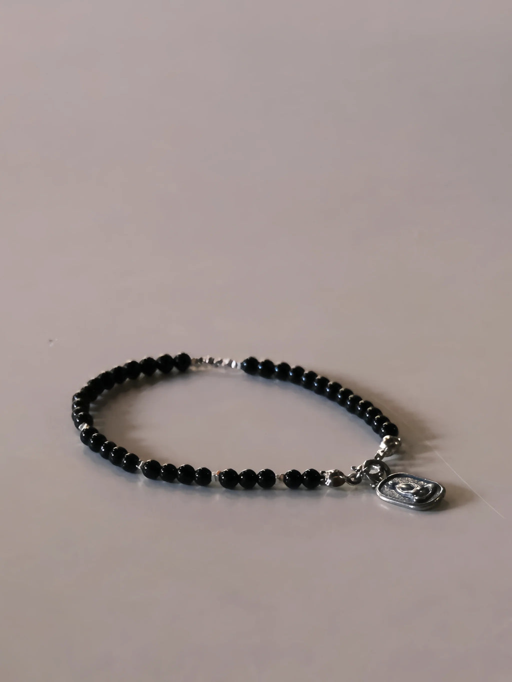 Chinoiserie Peace Talisman Black Onyx Beaded Bracelet,Lumivault.
