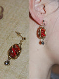Chinoiserie Red Agate Lantern Earrings,Lumivault.