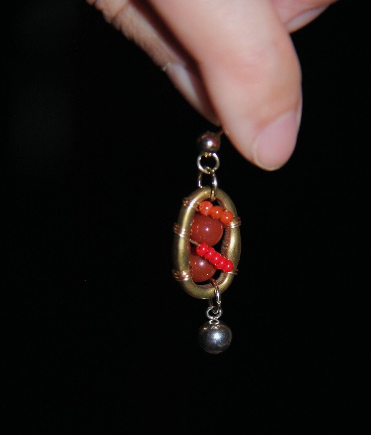 Chinoiserie Red Agate Lantern Earrings,Lumivault.
