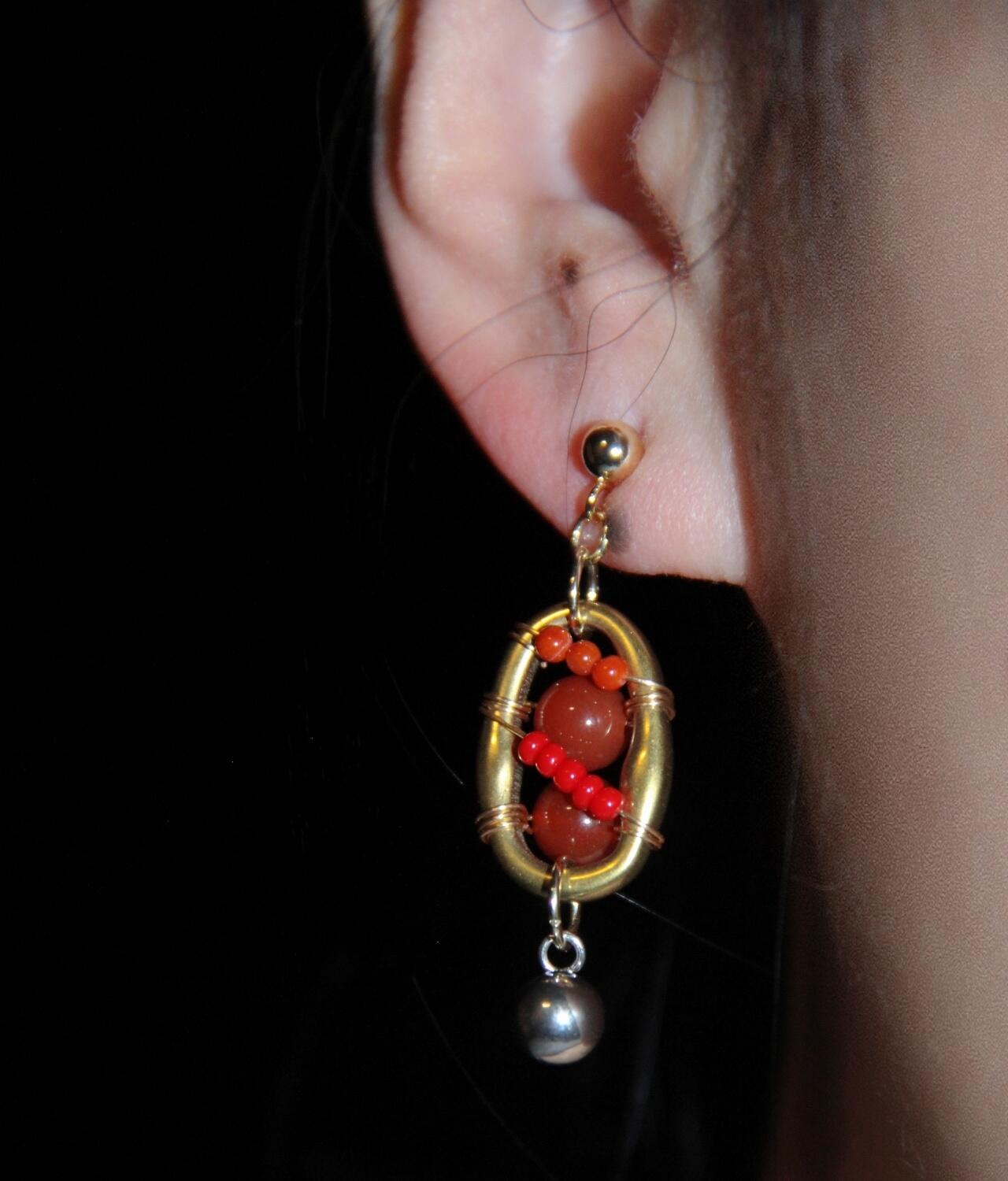 Chinoiserie Red Agate Lantern Earrings,Lumivault.