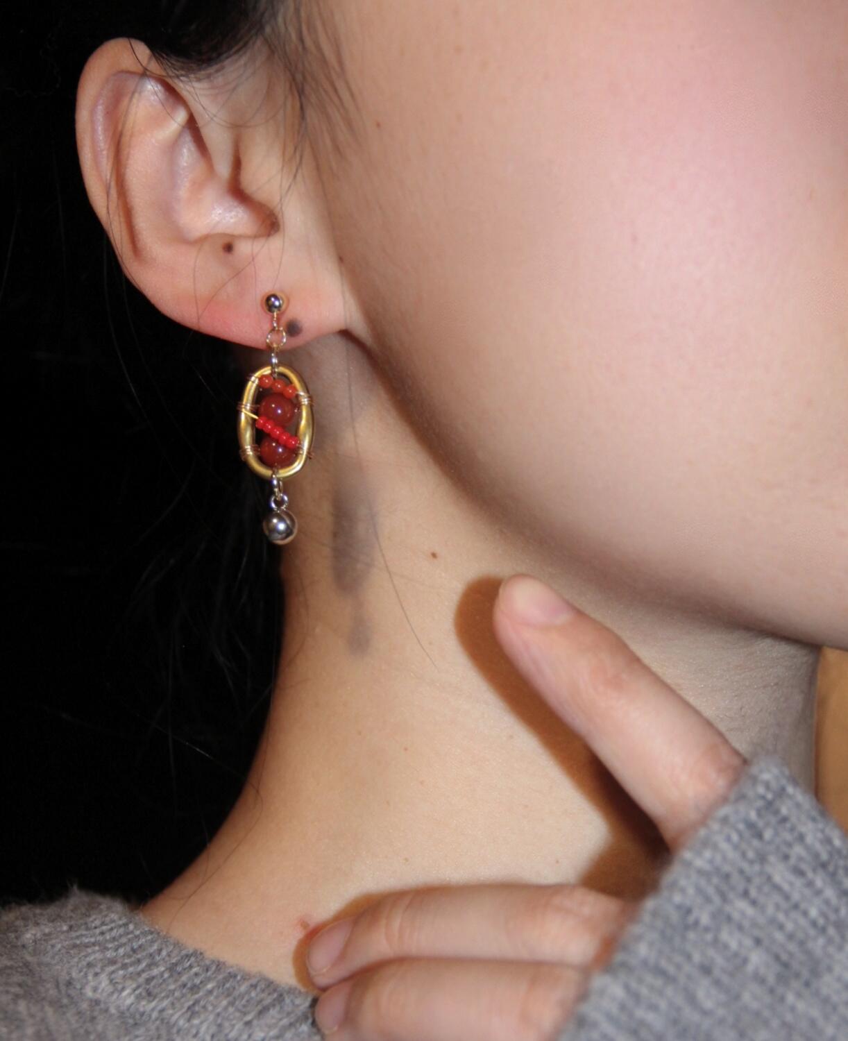 Chinoiserie Red Agate Lantern Earrings,Lumivault.